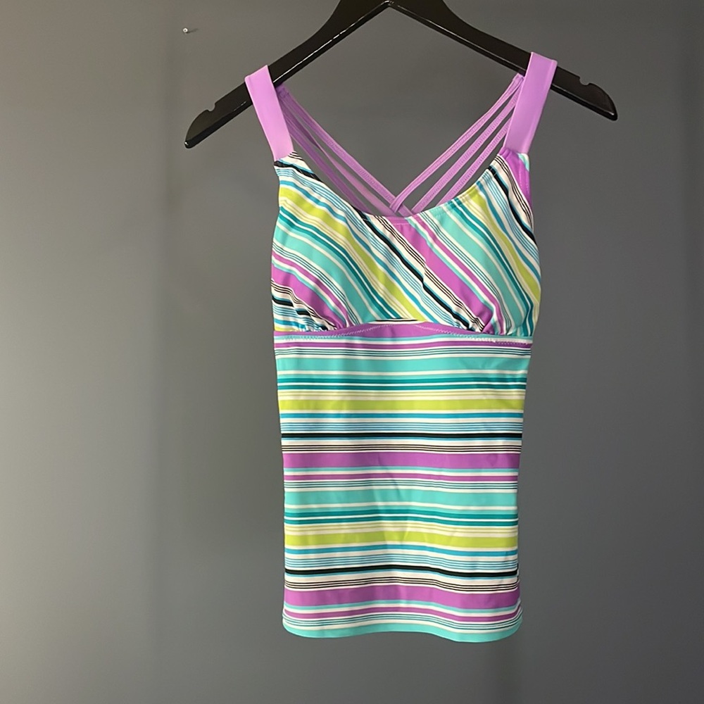 Multicolored Tankini Criss Cross Back Straps with Built in Cups